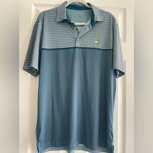 Masters Tech Golf Polo. Blue and White Striped.